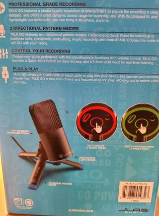 JLab Talk Go COMPACT USB Microphone - Black NEW!