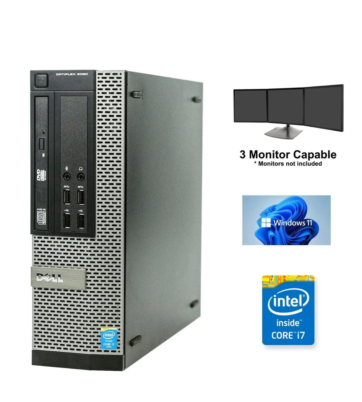 Dell OptiPlex 9020 Intel Core i7 32GB RAM 512GB SSD + 3TB HDD + Windows 11 Pro + Wi-Fi USB