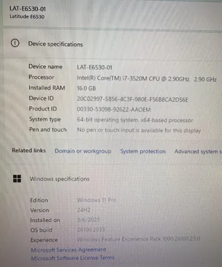 Dell Latitude E6530 Intel i7 15.6" FHD Win 11 PRO & Office